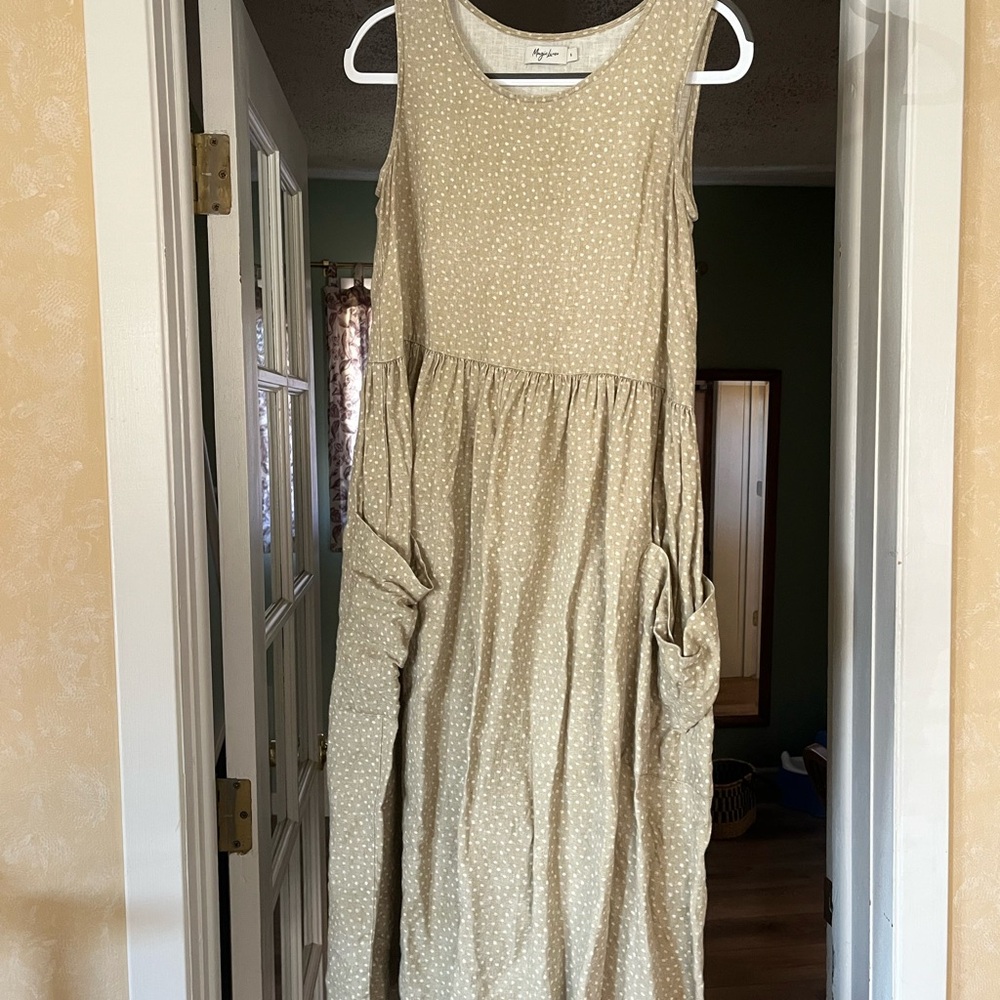 Linen Sleeveless Smock Dress Summer Light Midi